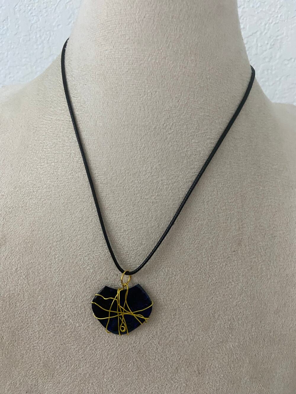 Blue shell pendant necklace